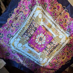 vintage poly silk horse bit 36 inch scarf